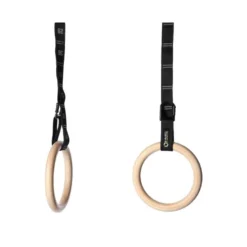 Anneaux de gym professionnels en bois avec sangles en nylon- Capacité 200 kg