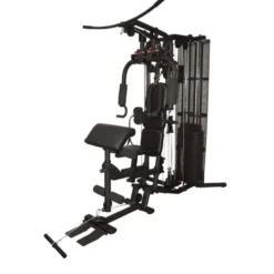 Appareil d'entraînement de musculation pour home-gym avec pupitre à biceps et poste à poulie - Colonne de poids 80 kg