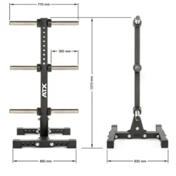 Arbre de rangement pour disques olympiques 6 supports avec option roues de transport