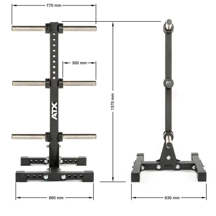 Arbre de rangement pour disques olympiques 6 supports avec option roues de transport