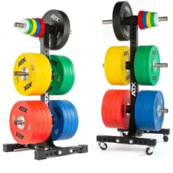 Arbre de rangement pour disques olympiques 6 supports avec option roues de transport