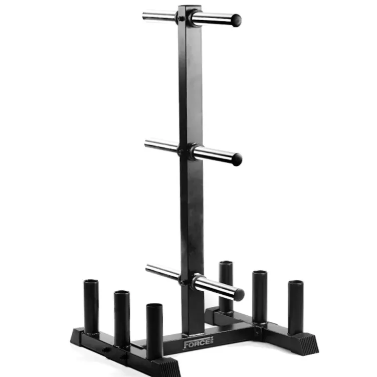 Arbre de rangement vertical pour disques de poids et barres de musculation olympiques Force USA - Capacité de charge 600 kg