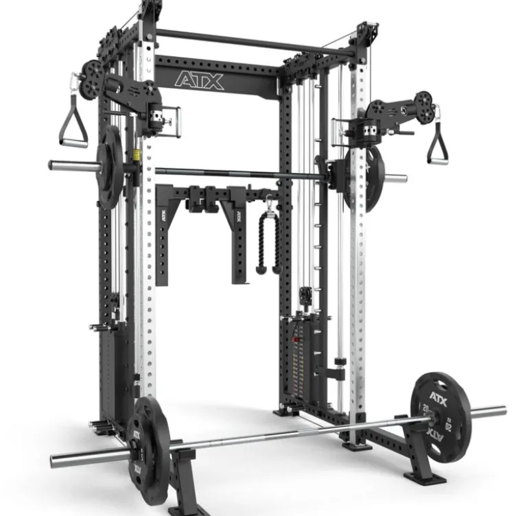 ATX Cable Smith Rack – Rack de musculation complet avec multipresse et colonnes de poids 2 x 90 kg