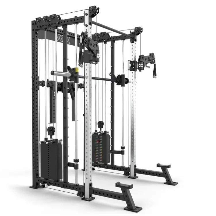 ATX Cable Smith Rack – Rack de musculation complet avec multipresse et colonnes de poids 2 x 90 kg