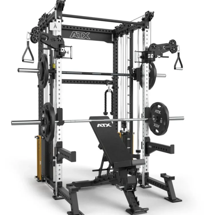 ATX Cable Smith Rack – Rack de musculation complet avec multipresse et colonnes de poids 2 x 90 kg