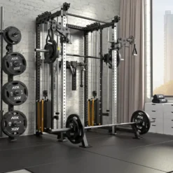 ATX Cable Smith Rack – Rack de musculation complet avec multipresse et colonnes de poids 2 x 90 kg