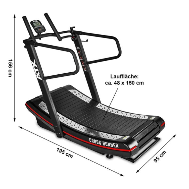 ATX Cross-Runner - Tapis de course incurvé avec 8 niveaux de résistances et écran LCD