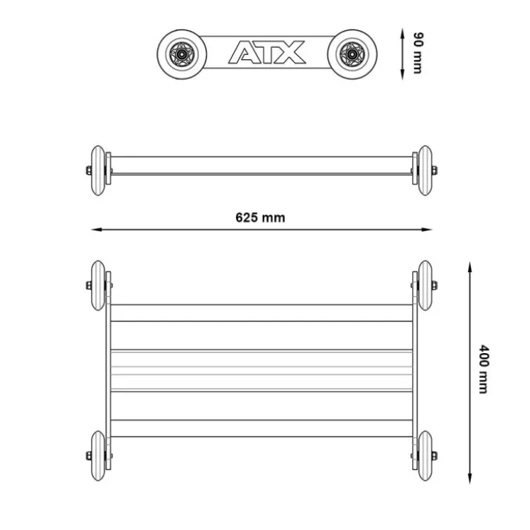 ATX Glute ham roller en métal avec roulettes de diamètre 90 mm - Exercices de musculation