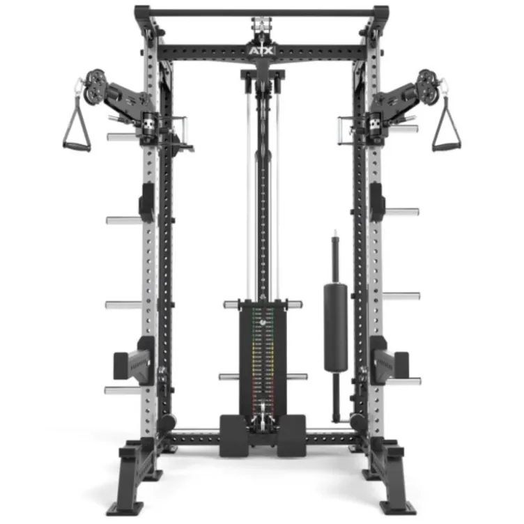 ATX Hardcore - Half rack dual pull station à charge guidée 125 kg - 4 points de traction