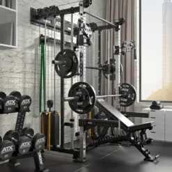 ATX Wall Cable Smith Rack avec Multipresse Guidée et 2 x 90 kg – Station de musculation compacte à fixation murale
