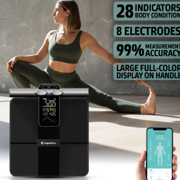 Balance intelligente et connectée d'analyse corporelle pour sportifs et sportives - 5 à 180 kg avec 8 électrodes