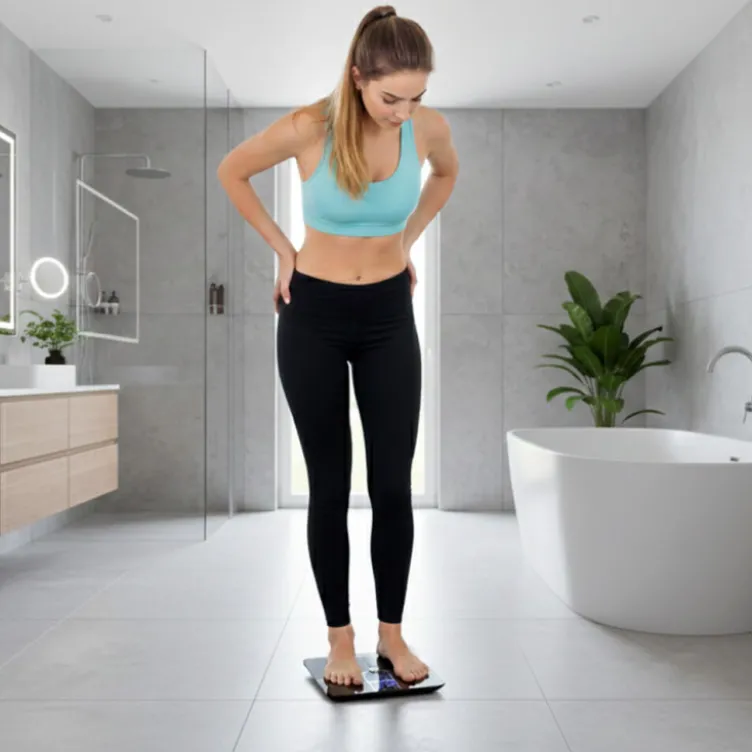Balance intelligente à 4 électrodes avec 17 indicateurs corporels - Analyse masse grasse et musculaire pour objectifs santé