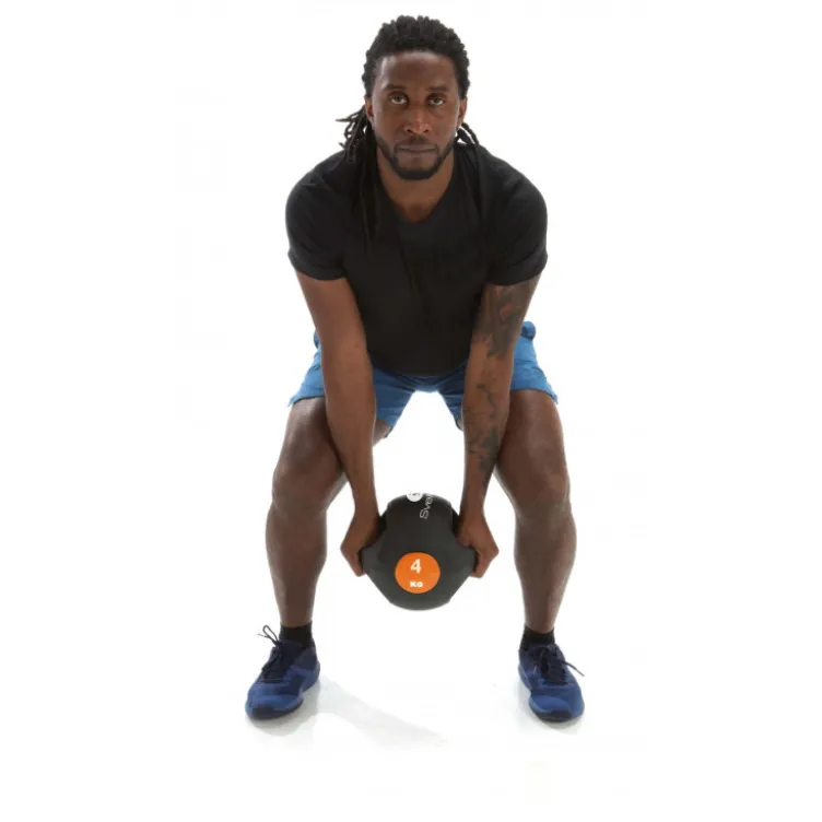 Balle lestée double poignées 4 à 10 kg crosstraining et Hyrox - Médecine ball avec poignées