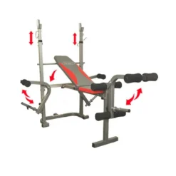 Banc de musculation home gym pliable avec chandelles, leg curl et leg extension