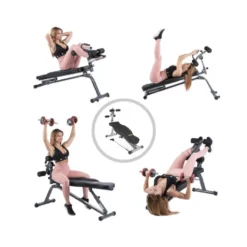 Banc de musculation multifonction avec câble de tirage et système de blocage des pieds - Capacité de 180 kg