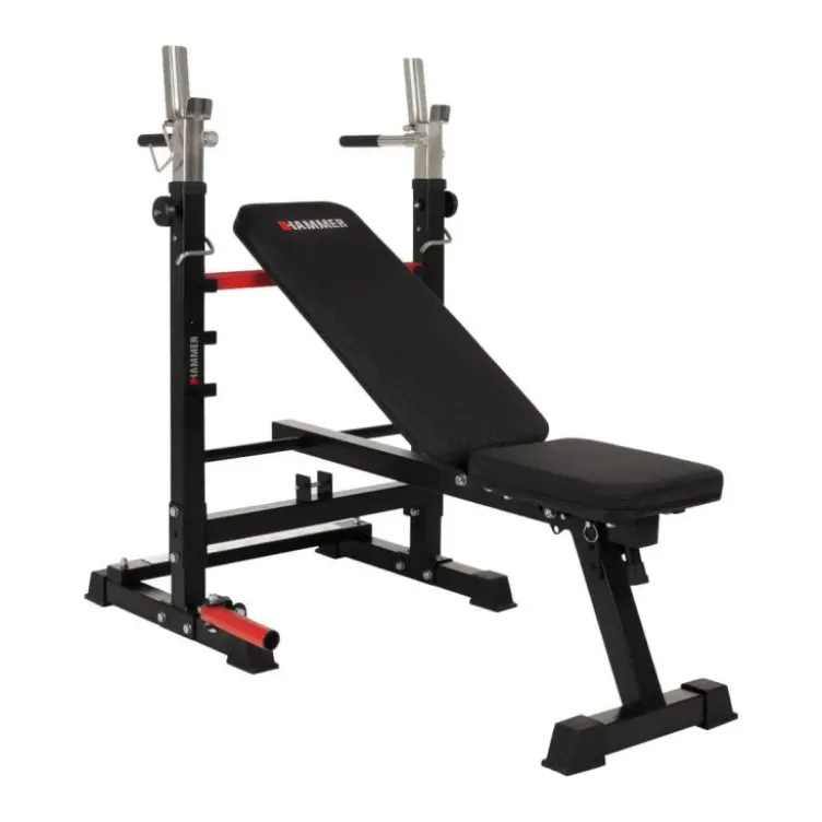 Banc de musculation pliable et multi-fonction avec rack - Capacité de charge 100 kg