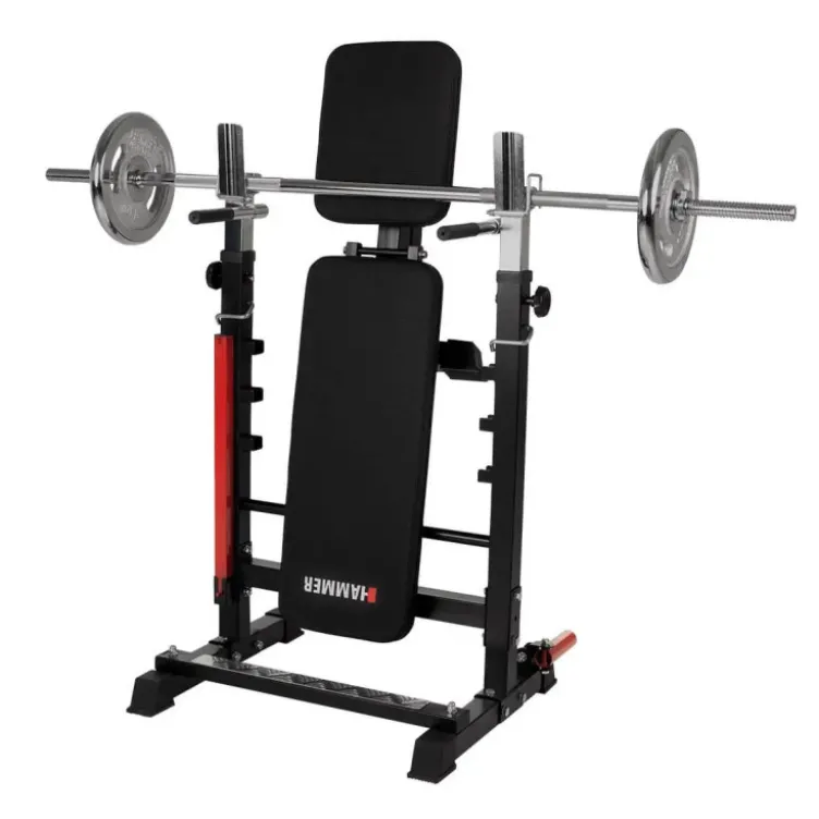 Banc de musculation pliable et multi-fonction avec rack - Capacité de charge 100 kg