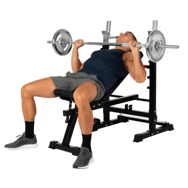 Banc de musculation pliable et multi-fonction avec rack - Capacité de charge 100 kg