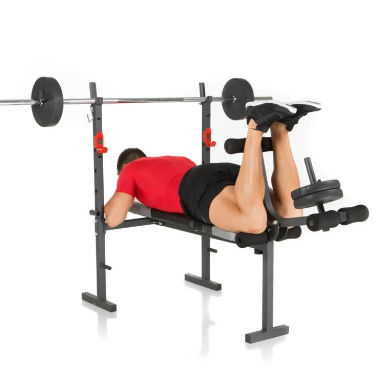 Banc de musculation polyvalent et pliable avec équipements multiples pour training à domicile