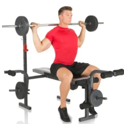 Banc de musculation polyvalent et pliable avec équipements multiples pour training à domicile