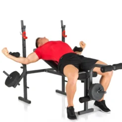 Banc de musculation polyvalent et pliable avec équipements multiples pour training à domicile
