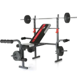Banc de musculation polyvalent et pliable avec équipements multiples pour training à domicile