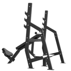 Banc olympique incliné de musculation avec inclinaison de 30° et 3 supports pour barre olympique - Elite séries