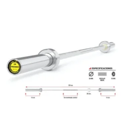 Barre chromée de musculation 120 cm pour disque de poids olympique