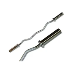 Barre de Curl EZ olympique en acier massif chromée pour training biceps / triceps