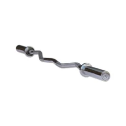 Barre de Curl EZ olympique en acier massif chromée pour training biceps / triceps