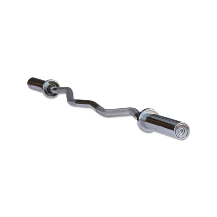 Barre de Curl EZ olympique en acier massif chromée pour training biceps / triceps