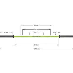 Barre de musculation olympique 50 mm avec revêtement vert