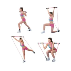 Barre d'exercice polyvalente avec bandes de résistance - 130 cm