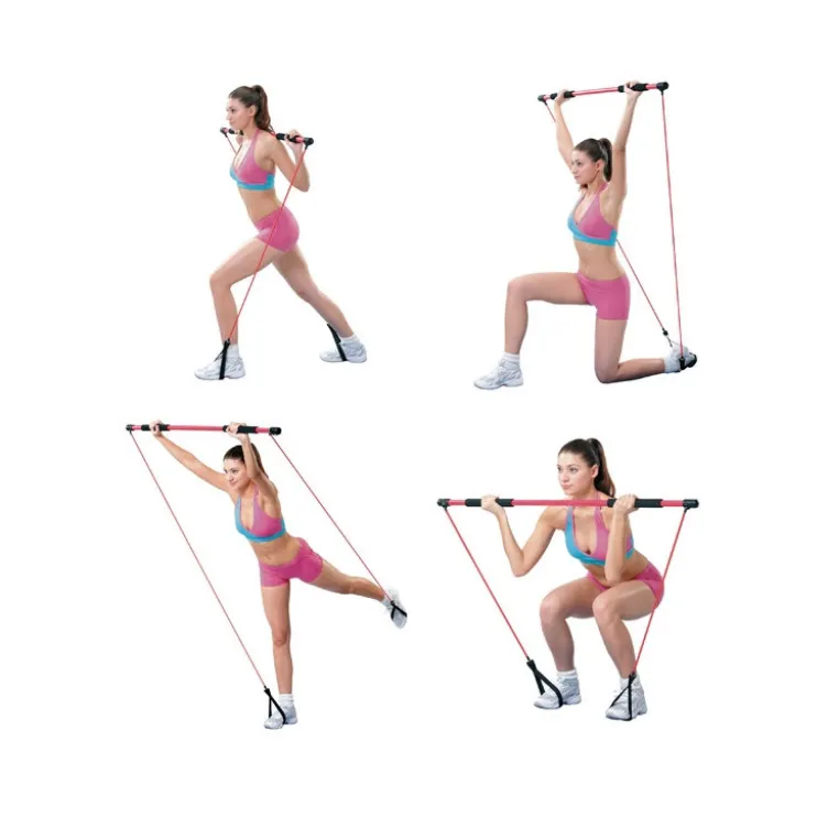 Barre d'exercice polyvalente avec bandes de résistance - 130 cm