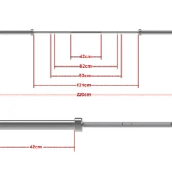 Barre droite chromée à préhension moletée 220 cm de long avec capacité de charge maximale 700 kg