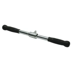 Barre droite de musculation 50 cm Titanium Strength B02 pour l'entraînement des biceps et triceps - Poignées en caoutchouc