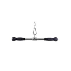 Barre droite de musculation 50 cm Titanium Strength B02 pour l'entraînement des biceps et triceps - Poignées en caoutchouc
