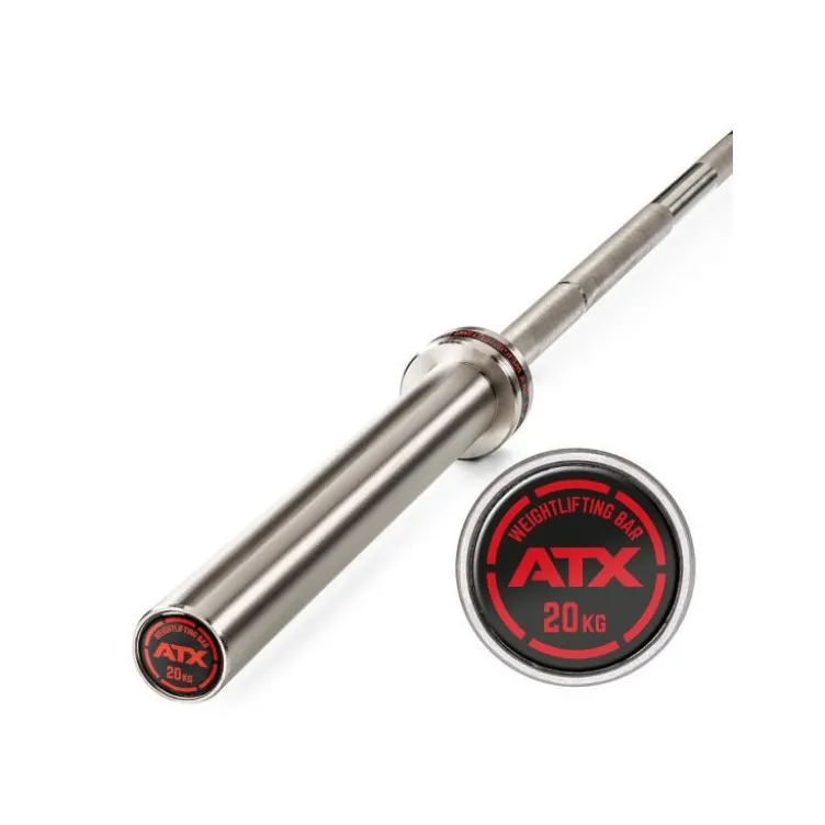 Barre droite olympique avec logo ATX rouge de 220 cm avec capacité de charge 500 kg