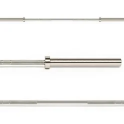 Barre droite olympique avec logo bleu haut de gamme 220 cm avec capacité de 600 kg