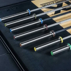 Barre droite olympique 220 cm avec logo ATX jaune capacité de charge 500 kg