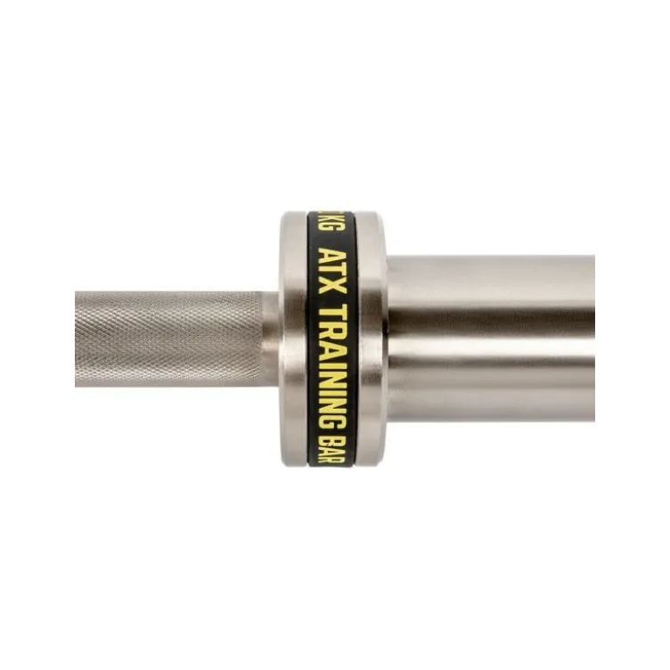 Barre droite olympique 220 cm avec logo ATX jaune capacité de charge 500 kg