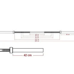 Barre droite olympique 220 cm de long avec capacité de charge de 700 kg