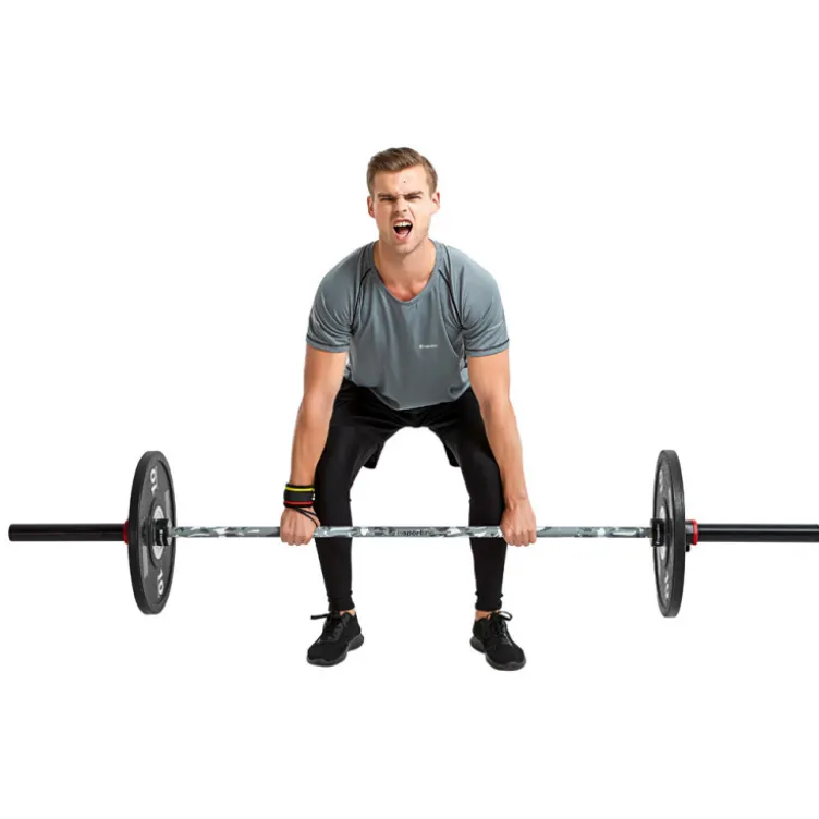 Barre droite olympique premium en acier chromé noir - capacité de 675 kg