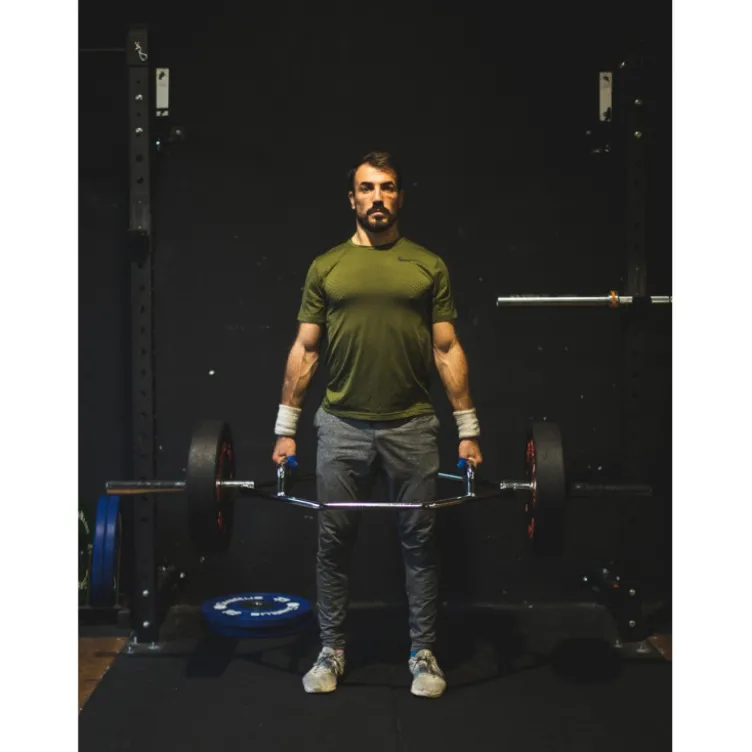 Barre hexagonale en acier chromé 180 cm pour entrainement à capacité de charge 250kg