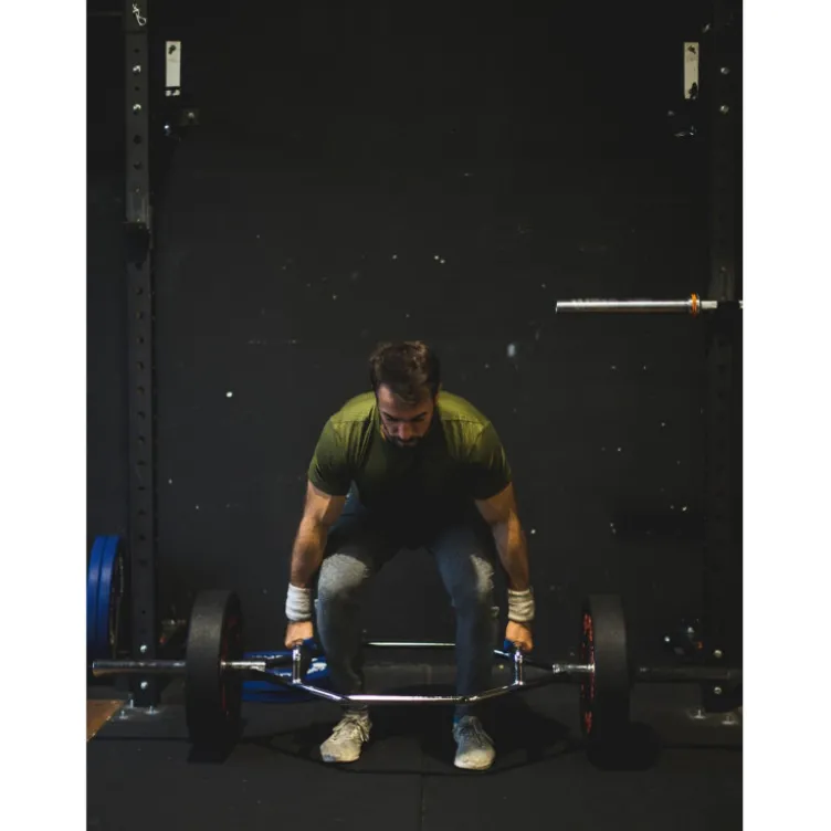 Barre hexagonale en acier chromé 180 cm pour entrainement à capacité de charge 250kg