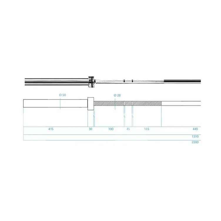 Barre olympique 220 cm pour Sports de force capacité de charge 900 kg