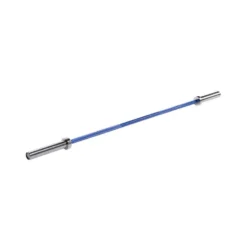 Barre olympique droite de musculation bleue 183 cm avec prise moletée