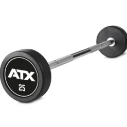 Barres d'haltères droites préchargées de 10 à 50 kg design ATX en acier avec revêtement en caoutchouc robuste