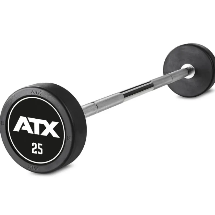 Barres d'haltères droites préchargées de 10 à 50 kg design ATX en acier avec revêtement en caoutchouc robuste