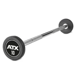 Barres d'haltères droites préchargées de 10 à 50 kg design ATX en acier avec revêtement en caoutchouc robuste